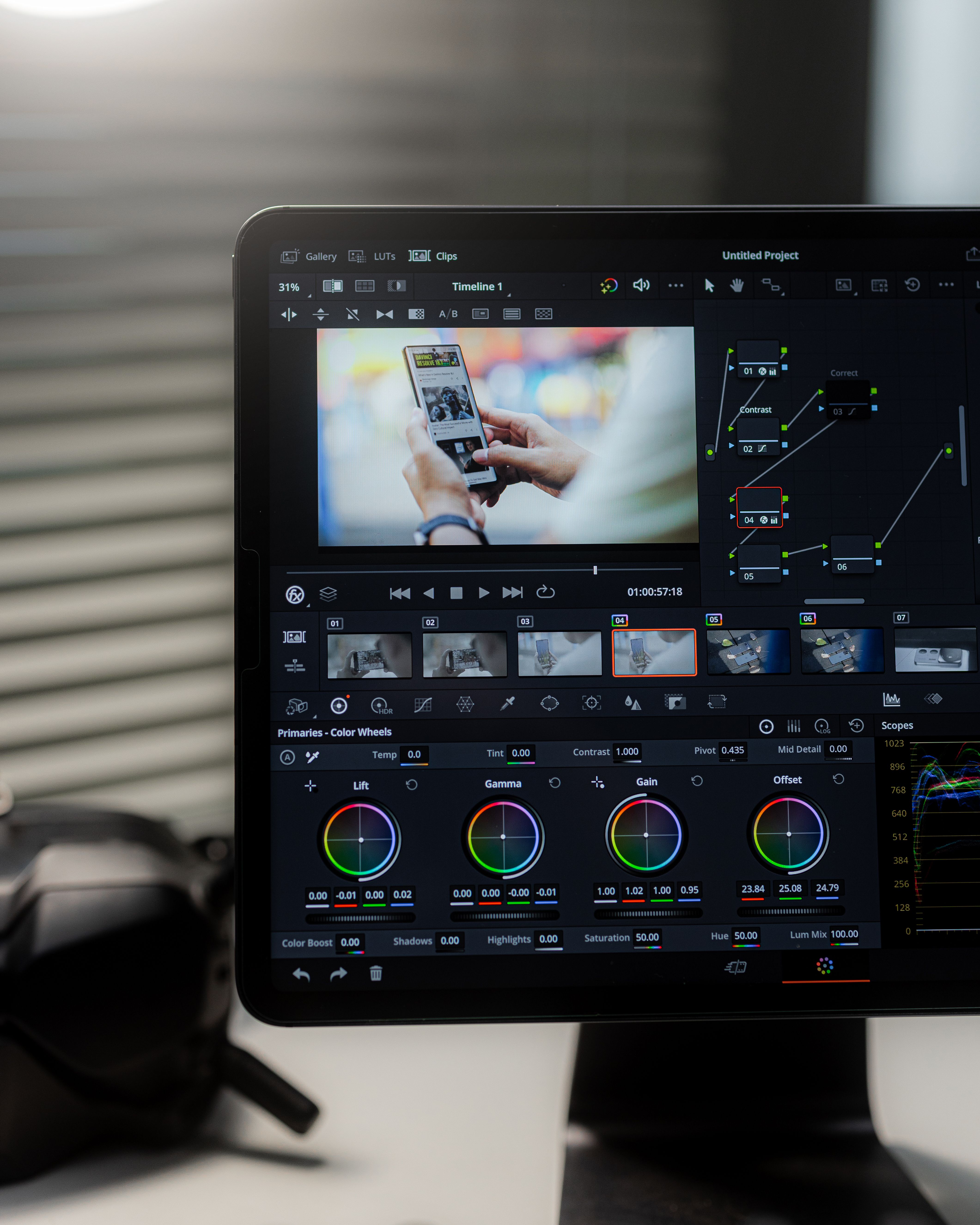 Professional video editing timeline on a monitor
